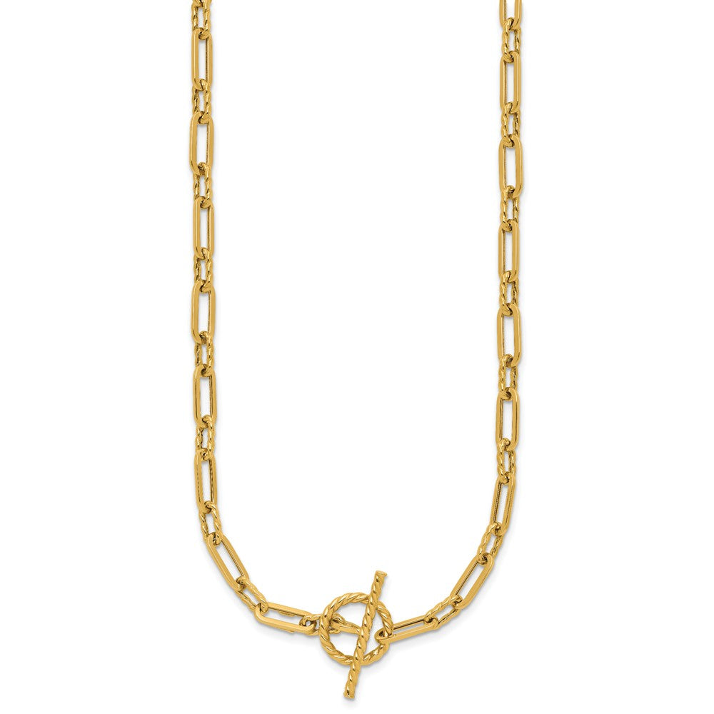 Polished and Twisted Fancy Link Toggle Necklace 18" - 4.29mm