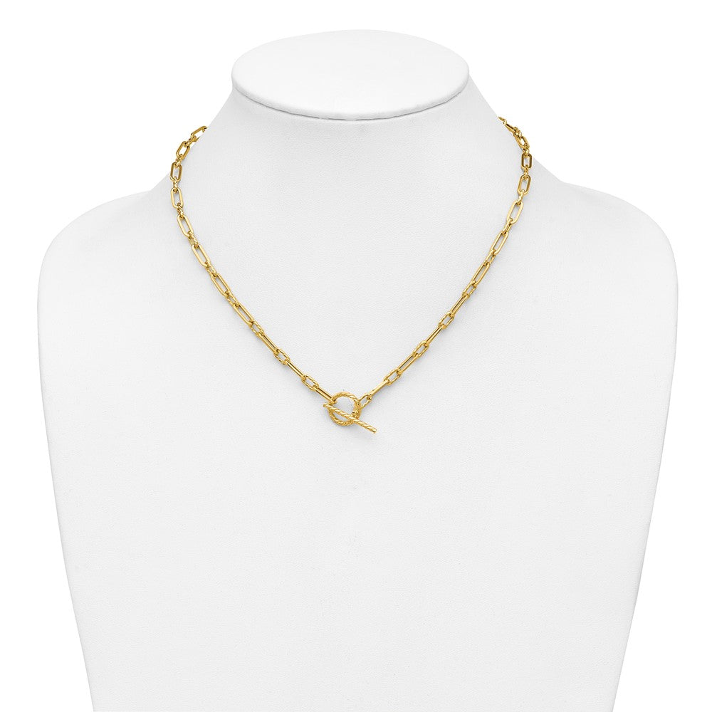 Polished and Twisted Fancy Link Toggle Necklace 18" - 4.29mm