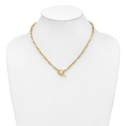 Polished and Twisted Fancy Link Toggle Necklace 18" - 4.29mm