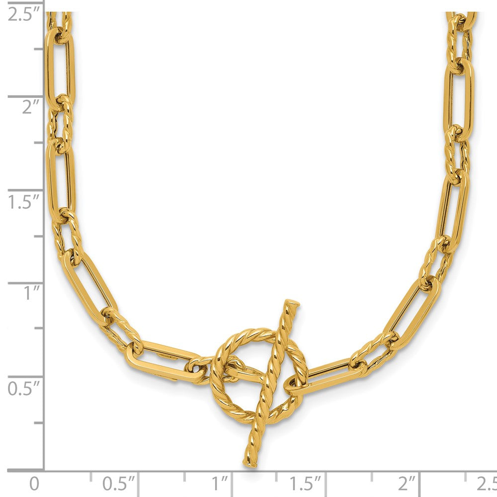 Polished and Twisted Fancy Link Toggle Necklace 18" - 4.29mm