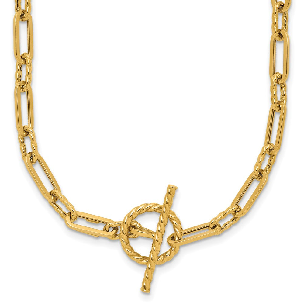 Polished and Twisted Fancy Link Toggle Necklace 18" - 4.29mm