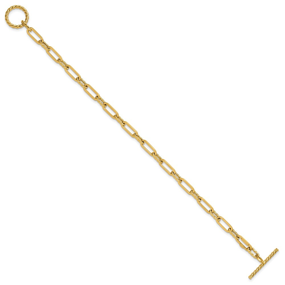 Polished and Twisted Fancy Link Toggle Bracelet 7.5" - 3.08g