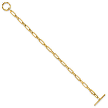Polished and Twisted Fancy Link Toggle Bracelet 7.5" - 3.08g