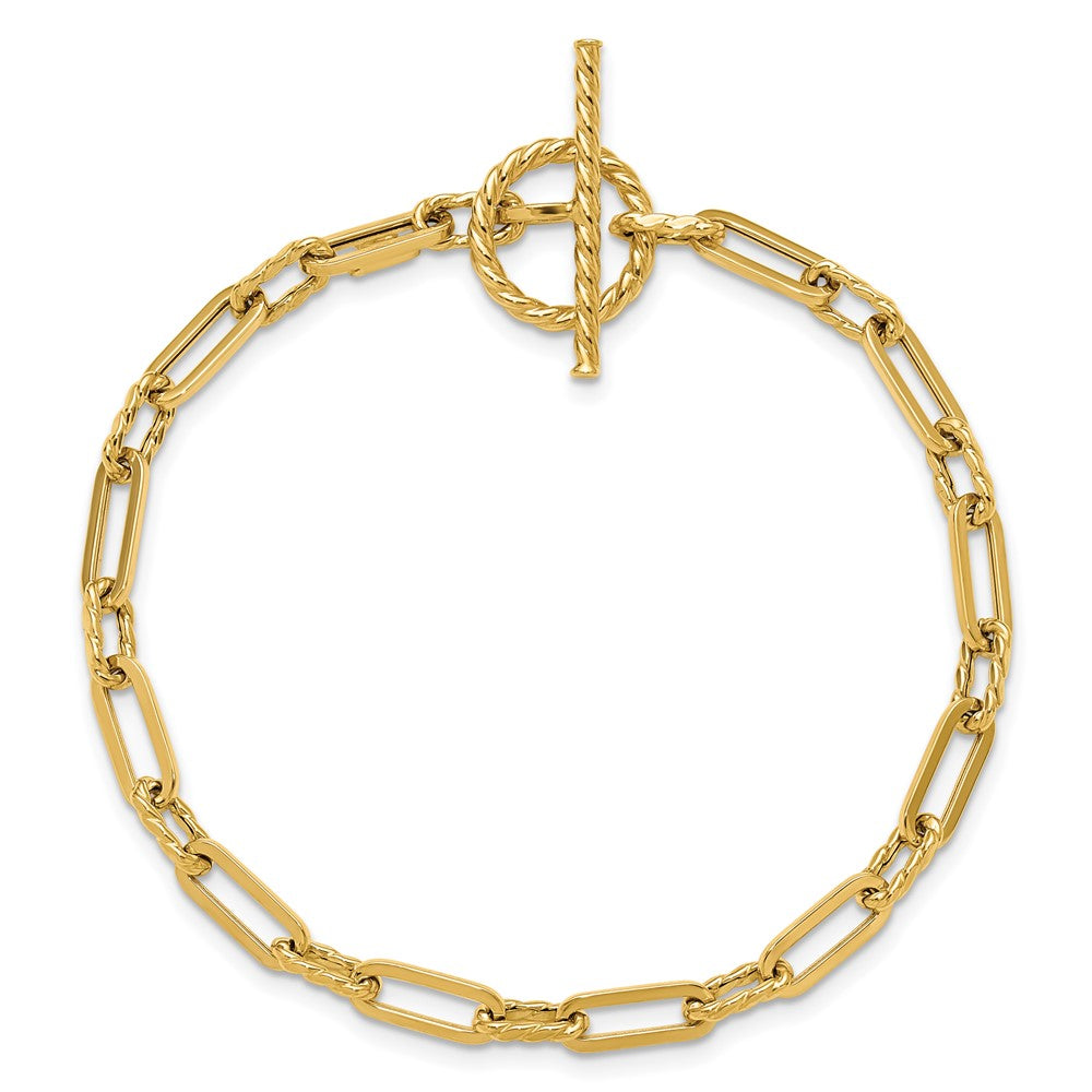 Polished and Twisted Fancy Link Toggle Bracelet 7.5" - 3.08g