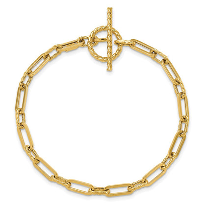 Polished and Twisted Fancy Link Toggle Bracelet 7.5" - 3.08g