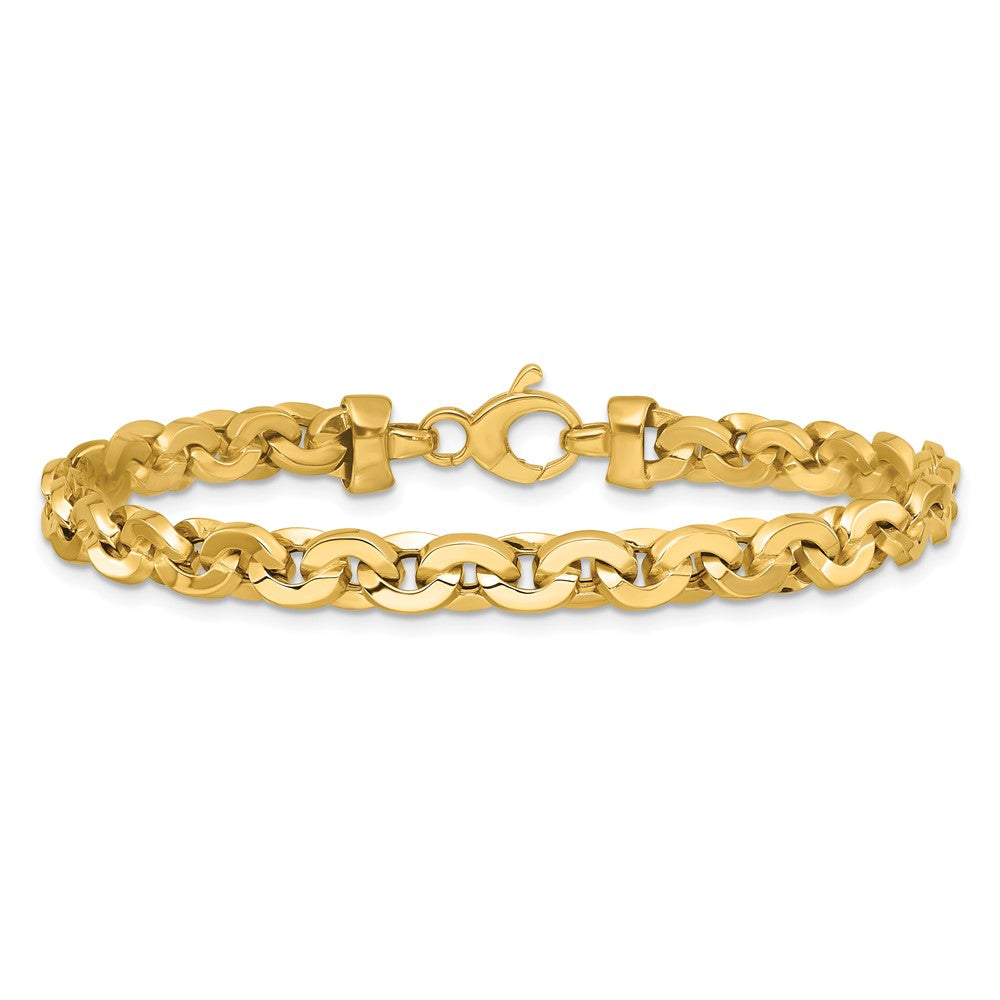 Polished Fancy Round Link Bracelet 7.5" - 6.21g