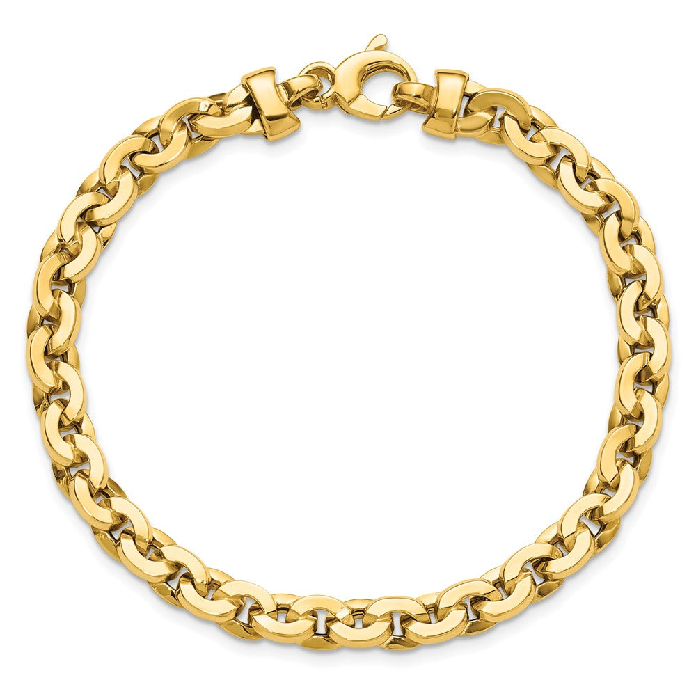 Polished Fancy Round Link Bracelet 7.5" - 6.21g