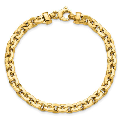 Polished Fancy Round Link Bracelet 7.5" - 6.21g