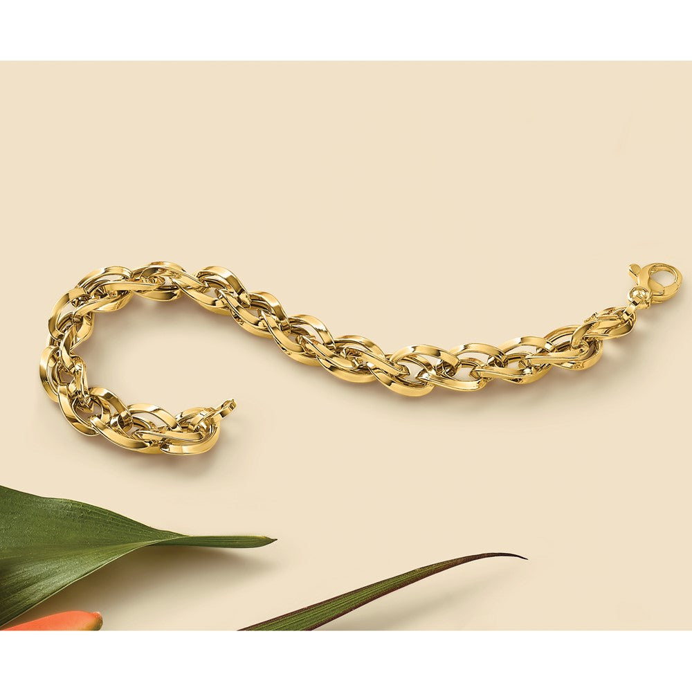 Polished Fancy Twisted Link Bracelet 7" - 7.17g