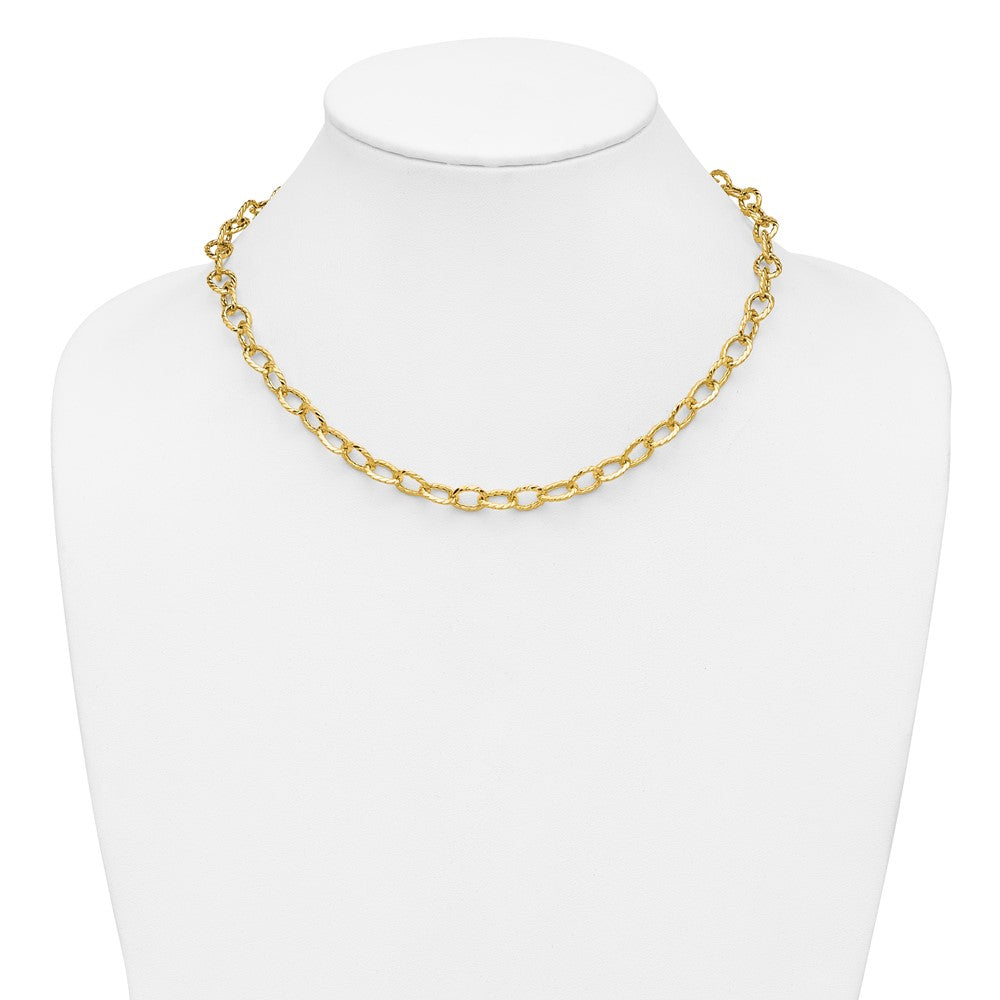 Polished and Twisted Fancy Link Necklace 18" - 7.75mm