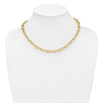 Polished and Twisted Fancy Link Necklace 18" - 7.75mm