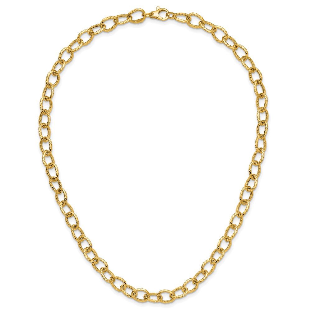 Polished and Twisted Fancy Link Necklace 18" - 7.75mm