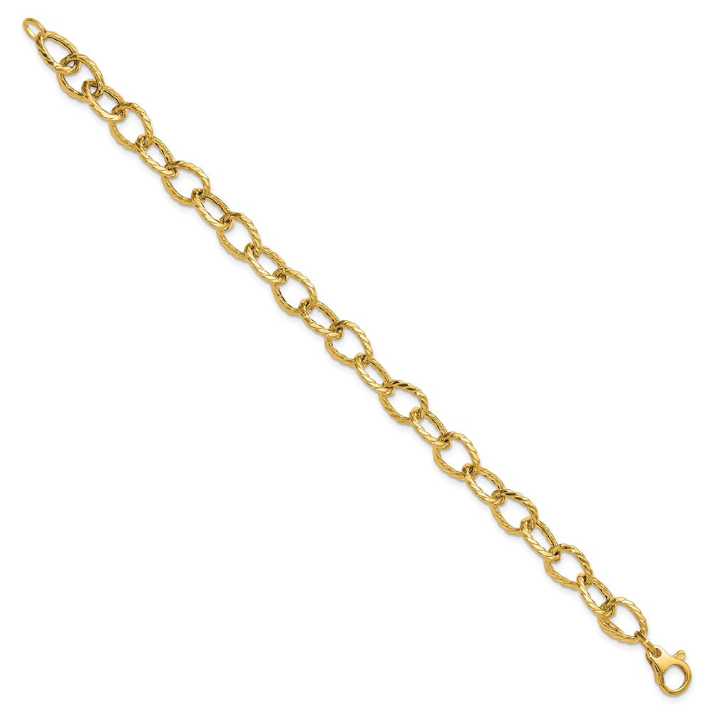 Polished and Twisted Fancy Link Bracelet 7.5" - 3.98g