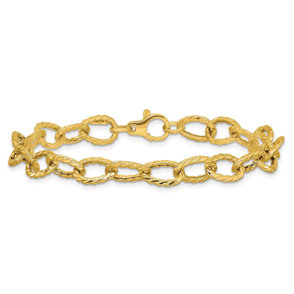 Polished and Twisted Fancy Link Bracelet 7.5" - 3.98g