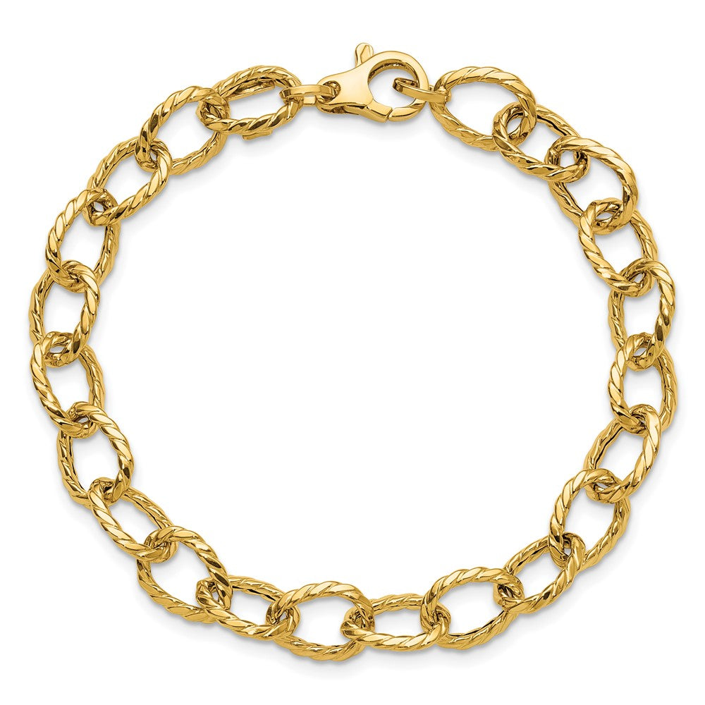 Polished and Twisted Fancy Link Bracelet 7.5" - 3.98g