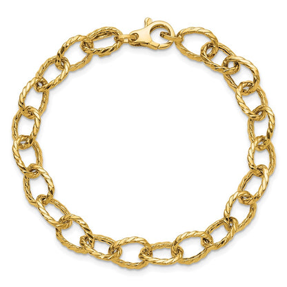 Polished and Twisted Fancy Link Bracelet 7.5" - 3.98g