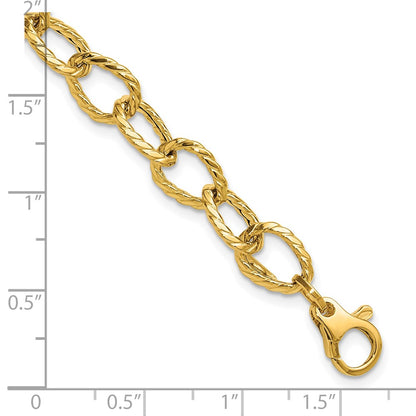 Polished and Twisted Fancy Link Bracelet 7.5" - 3.98g