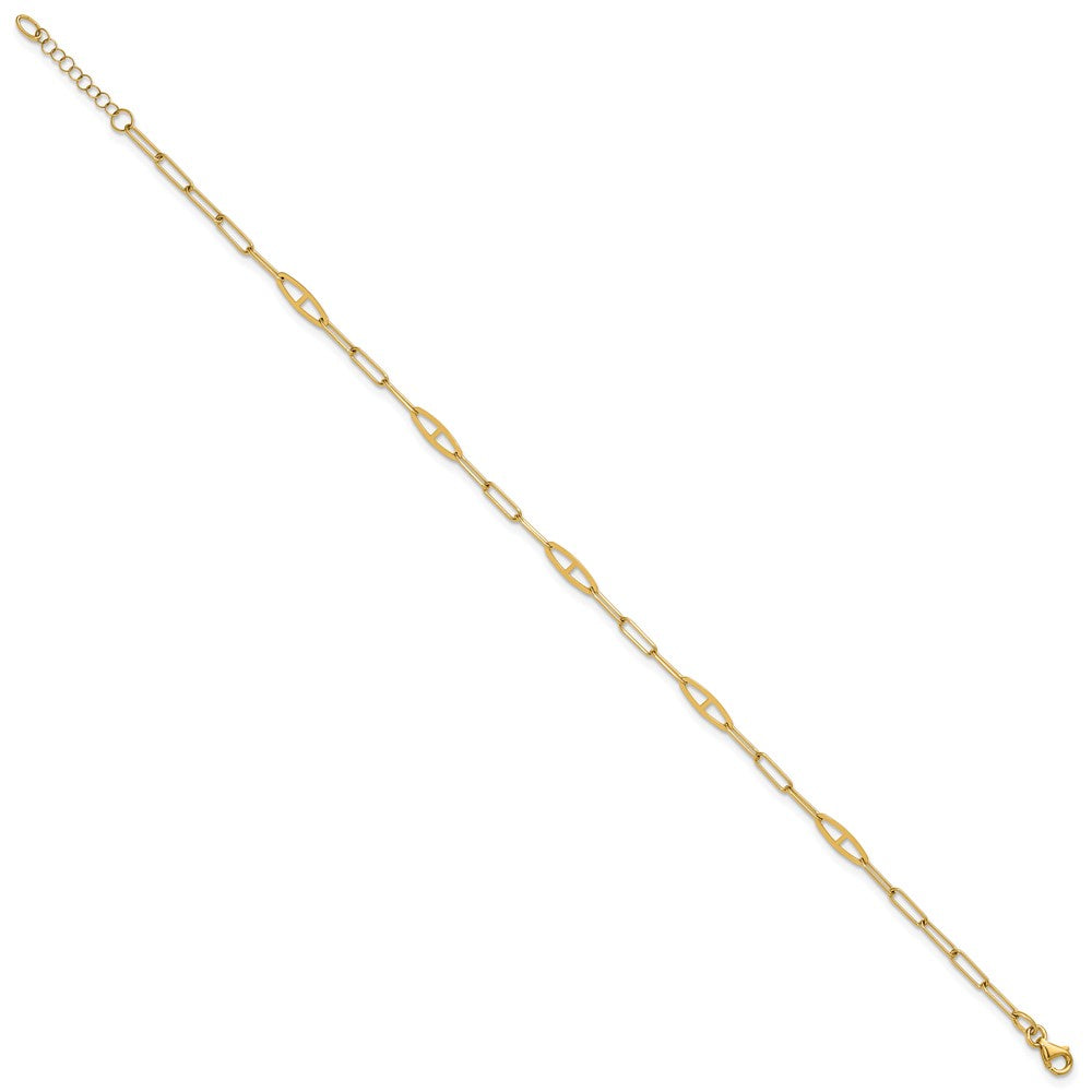Polished Fancy Link Plus 1in ext. Anklet