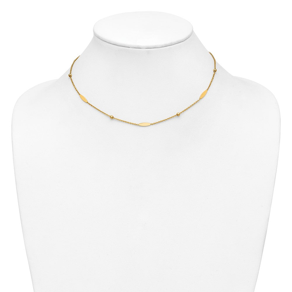 Polished Oval Disk Station w/2in ext. Necklace