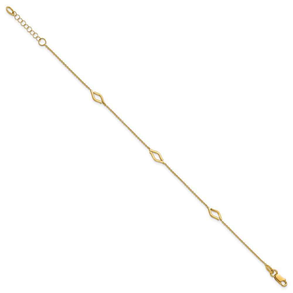 Polished Diamond-shaped Station w/1in ext. Bracelet