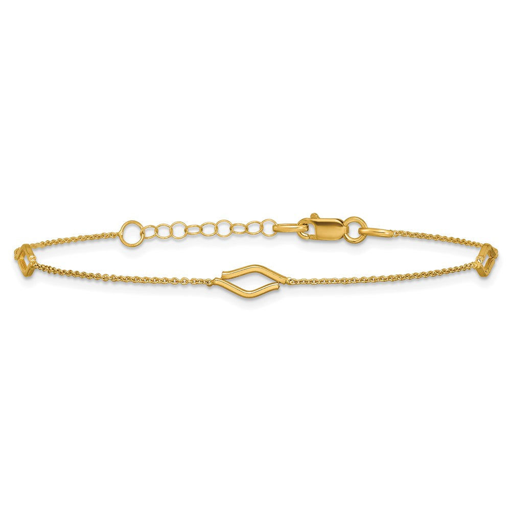 Polished Diamond-shaped Station w/1in ext. Bracelet