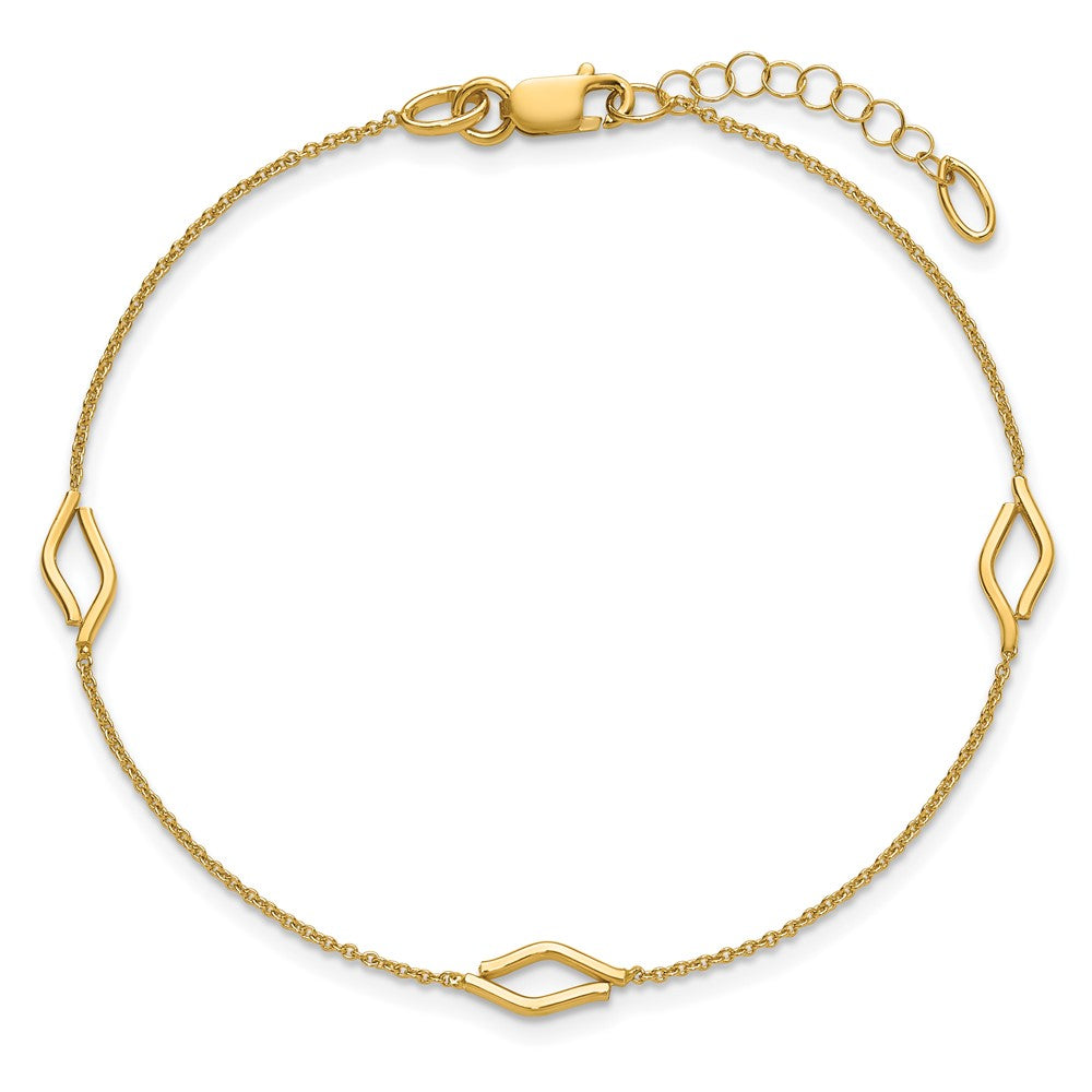Polished Diamond-shaped Station w/1in ext. Bracelet