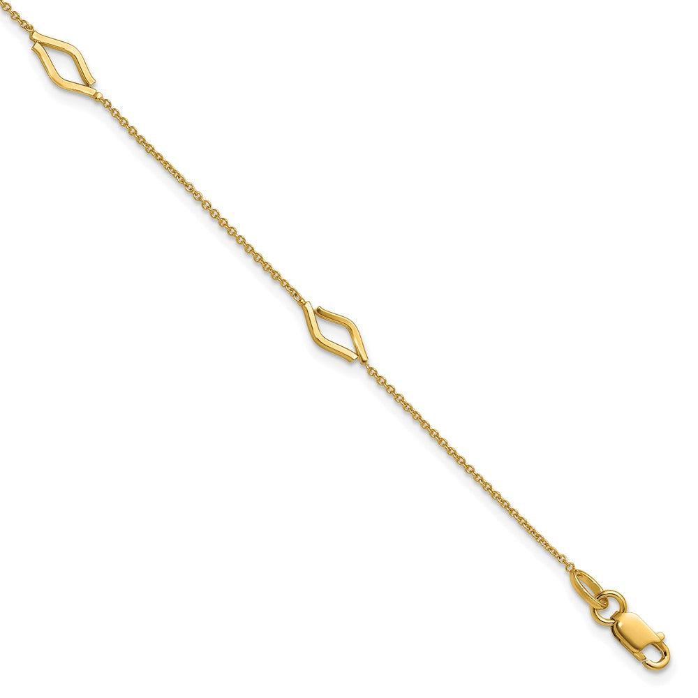 Polished Diamond-shaped Station w/1in ext. Bracelet