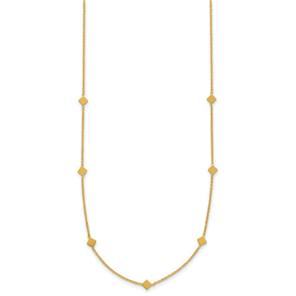 Polished Diamond-shaped Disk Station w/2in ext. Necklace