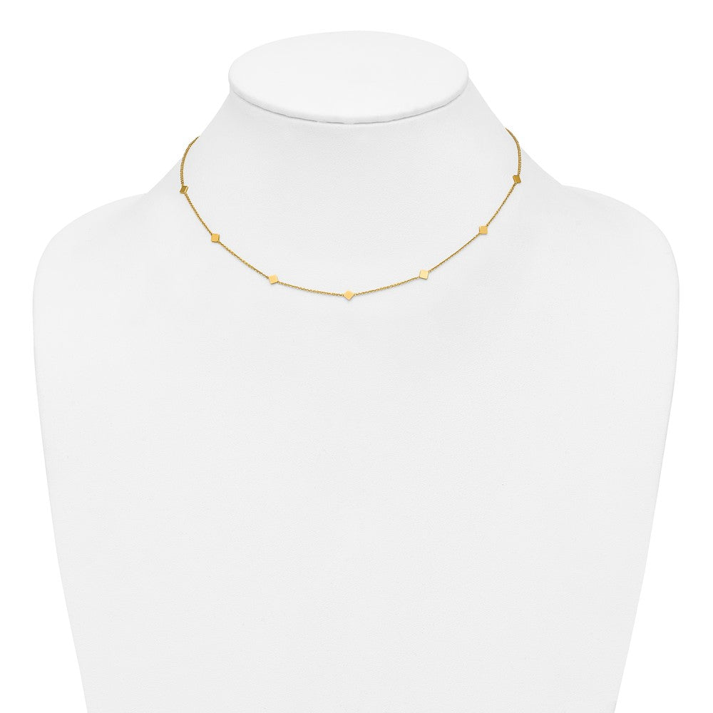 Polished Diamond-shaped Disk Station w/2in ext. Necklace
