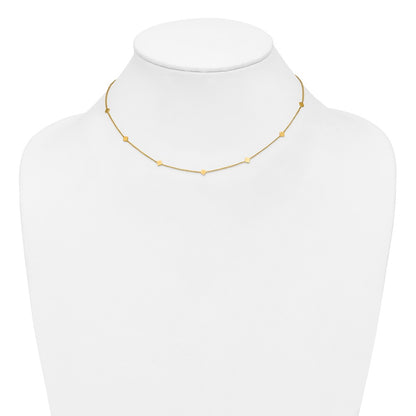 Polished Diamond-shaped Disk Station w/2in ext. Necklace