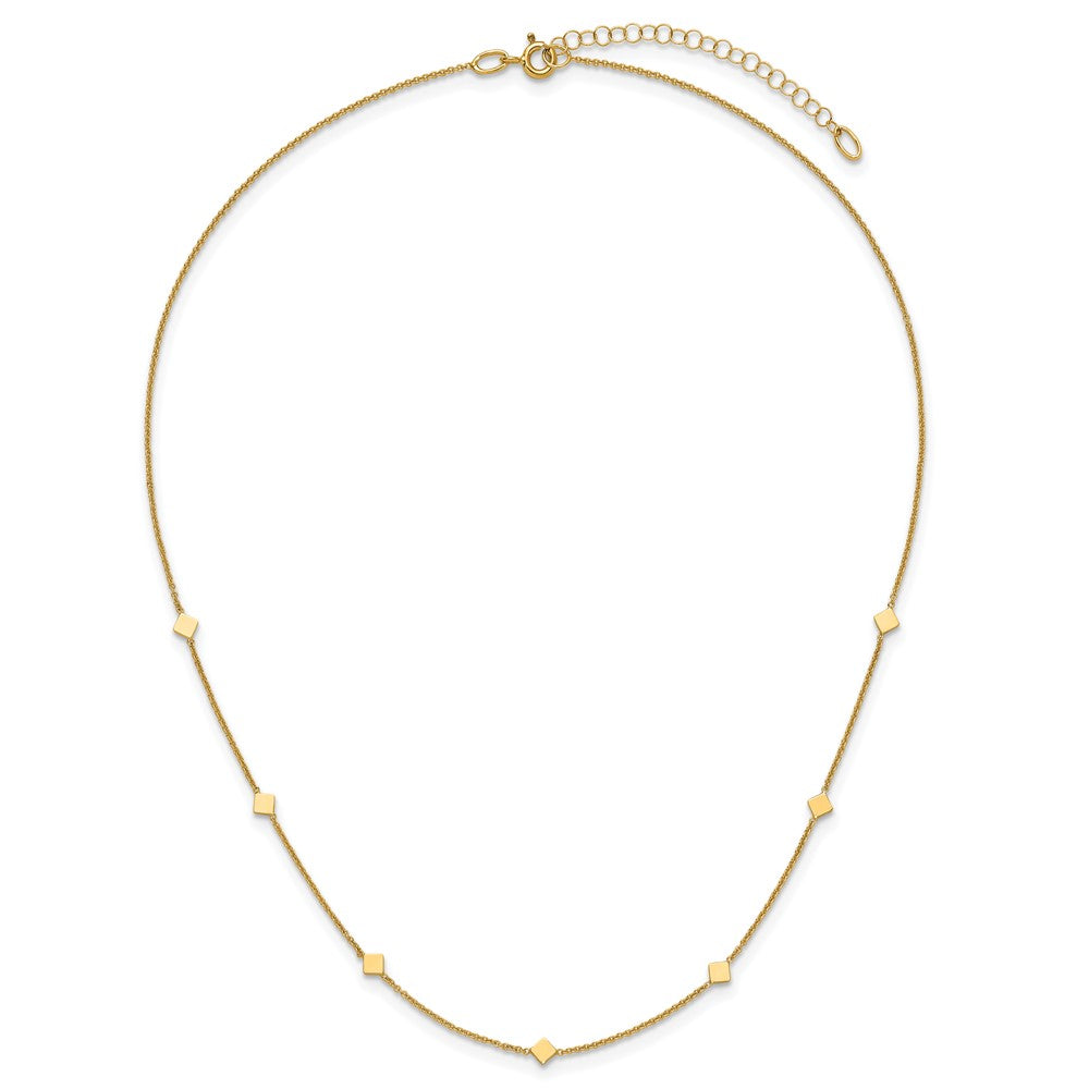 Polished Diamond-shaped Disk Station w/2in ext. Necklace
