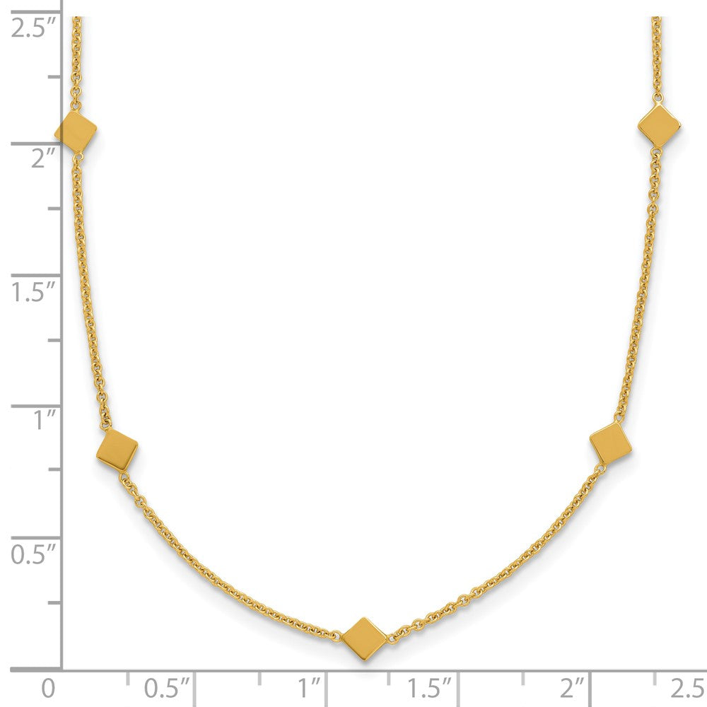 Polished Diamond-shaped Disk Station w/2in ext. Necklace