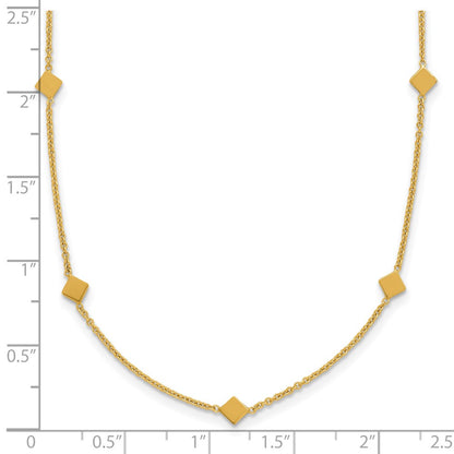 Polished Diamond-shaped Disk Station w/2in ext. Necklace