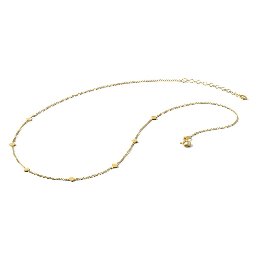 Polished Diamond-shaped Disk Station w/2in ext. Necklace