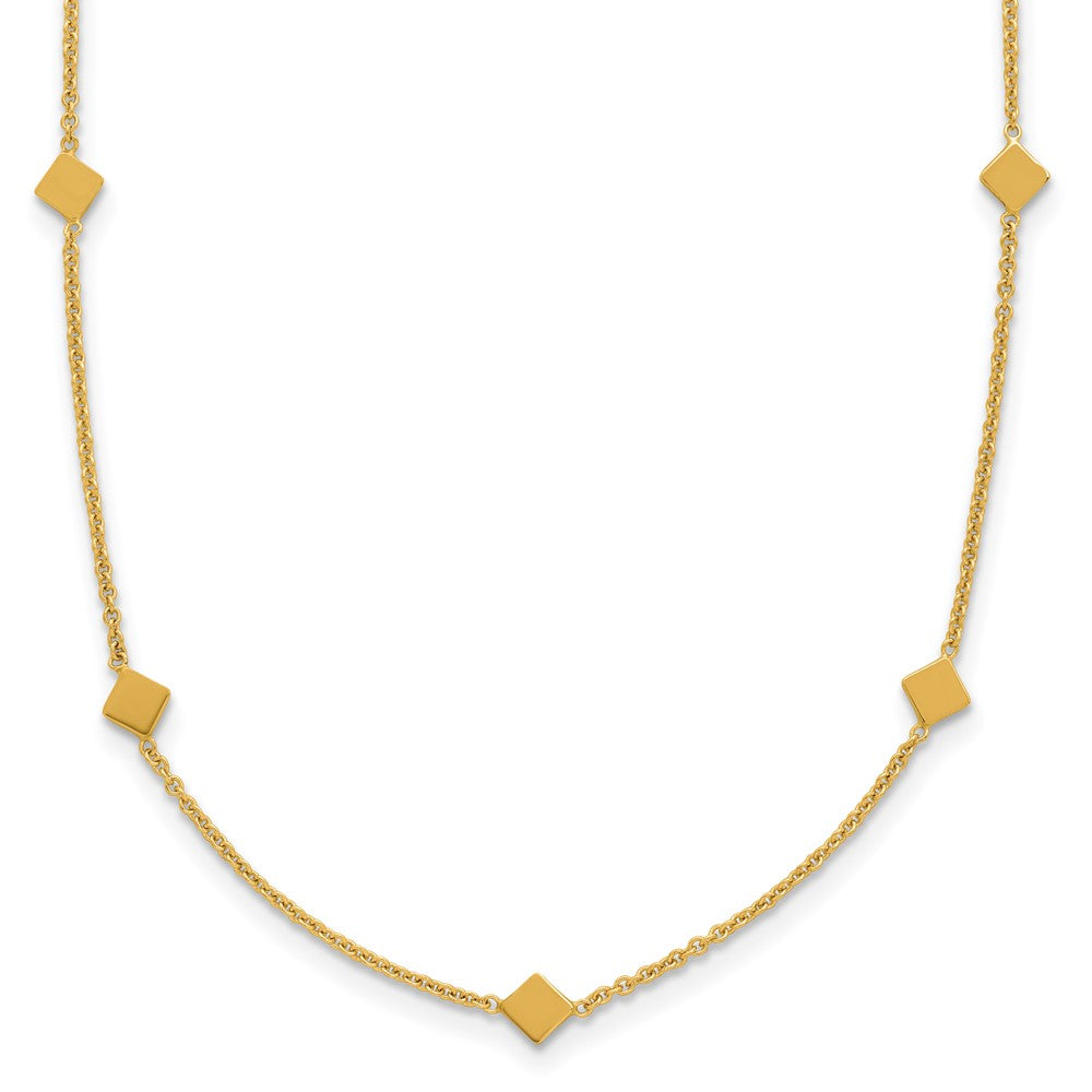Polished Diamond-shaped Disk Station w/2in ext. Necklace