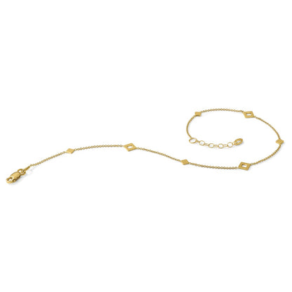 Polished Diamond-shaped Station Plus 1in ext. Anklet