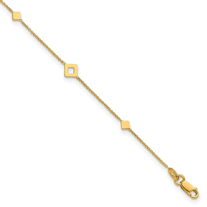 Polished Diamond-shaped Station Plus 1in ext. Anklet