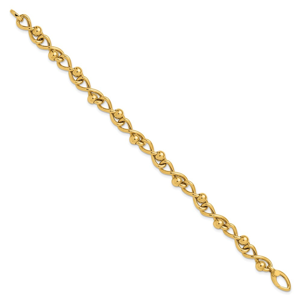 Polished Infinity Link with Beads Bracelet 7.5"