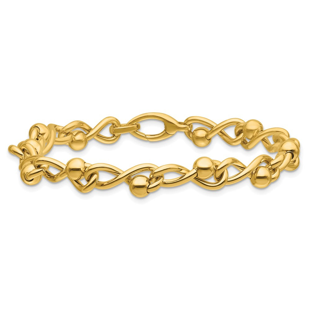 Polished Infinity Link with Beads Bracelet 7.5"
