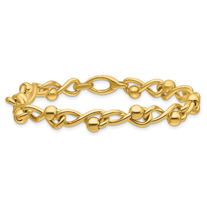 Polished Infinity Link with Beads Bracelet 7.5"