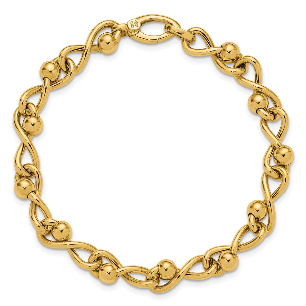 Polished Infinity Link with Beads Bracelet 7.5"