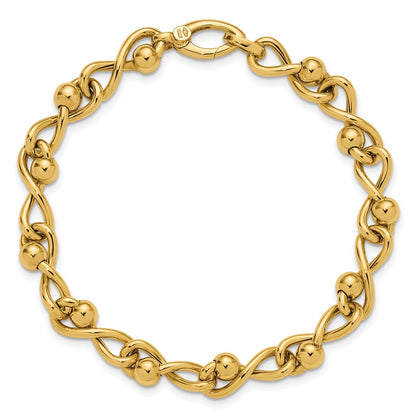 Polished Infinity Link with Beads Bracelet 7.5"