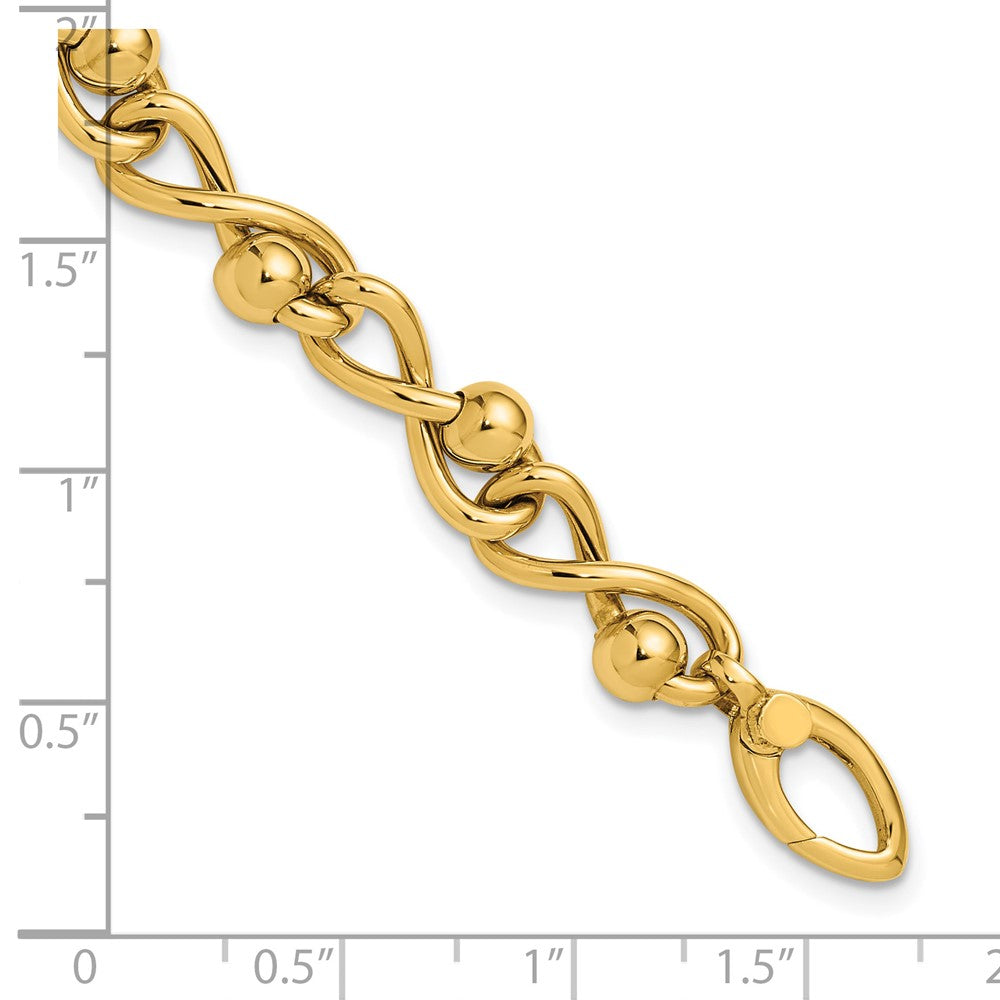 Polished Infinity Link with Beads Bracelet 7.5"