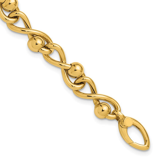 Polished Infinity Link with Beads Bracelet 7.5"