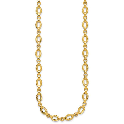 Polished and Diamond-cut Fancy Link w/.5in Ext. Necklace