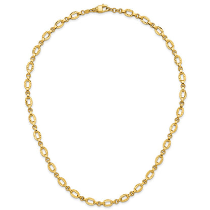 Polished and Diamond-cut Fancy Link w/.5in Ext. Necklace