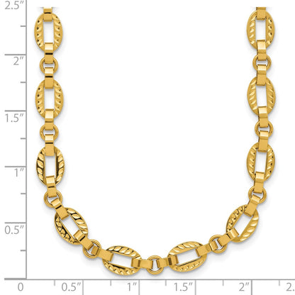 Polished and Diamond-cut Fancy Link w/.5in Ext. Necklace