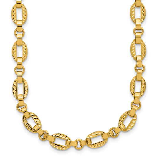 Polished and Diamond-cut Fancy Link w/.5in Ext. Necklace