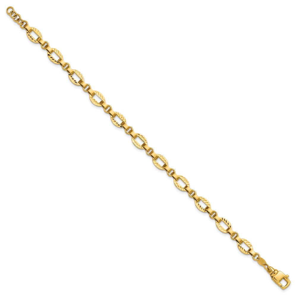 Polished and Diamond-cut Fancy Link w/.5in Ext. Bracelet