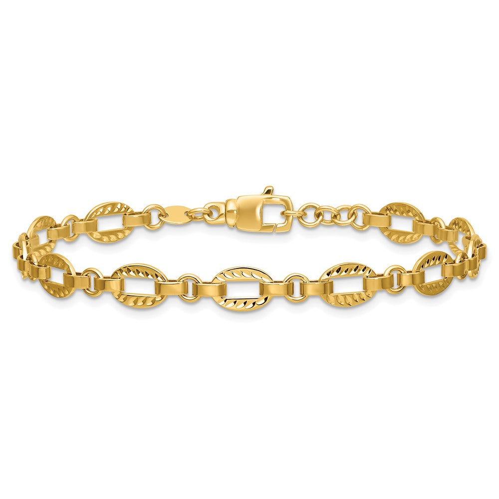 Polished and Diamond-cut Fancy Link w/.5in Ext. Bracelet